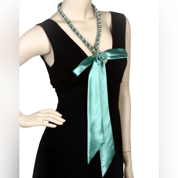 Accessories - NWT Satin belt scarf necklace metal ring braided in light green one size